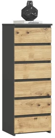 Komoda Cipriano IV (grafit sivý + dub artisan). Akcia -23%. Vlastná spoľahlivá doprava až k Vám domov. 1071093