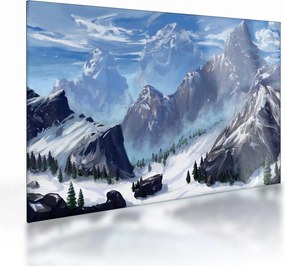 Sklenený obraz - Maľované hory (70x50 cm)