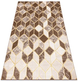 Moderný MEFE koberec B400 vzor kocka, 3D, tmavo-béžový