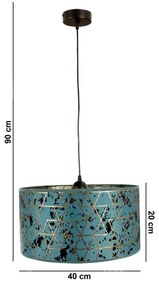 Luster na lanku REZO 1xE27/60W/230V tyrkysová