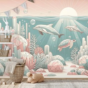 Samolepiaca tapeta podmorský svet v pastelových farbách