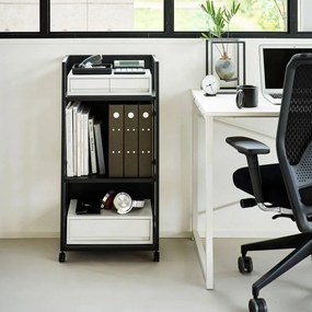 Čierny kovový pojazdný regál 42x84,5x32 cm Tower – YAMAZAKI