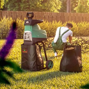 Záhradný štiepkovač/drvič DIOX+2x 60l vrece, 3100W čierna/zelená Gardebruk