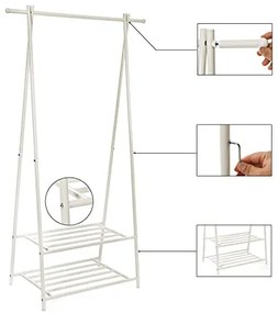 Stojan na oblečenie, kovový, 2 police, 155x87,5x41cm