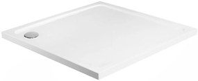 Rea Savoy, štvorcová akrylátová sprchová vanička 80x80 cm + sifón, biela, REA-K1906