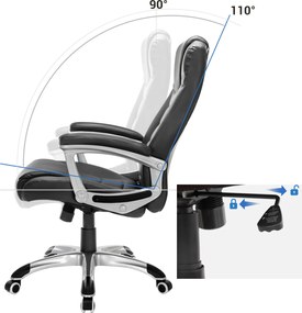 Ergonomická kancelárska stolička, výškovo nastaviteľná otočná stolička, čierna