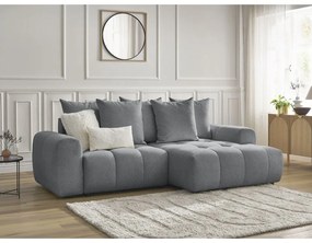 Sivá ženilková rozkladacia/s úložným priestorom rohová pohovka (pravý roh/s leňoškou) Roxelane – Bobochic Paris