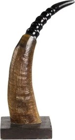 Dekoratívny roh Byvol na drevenom podstavci (bubalus bubalis) - 30cm