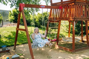 Sivé závesné kreslo KOLUMBIA s vankúšom