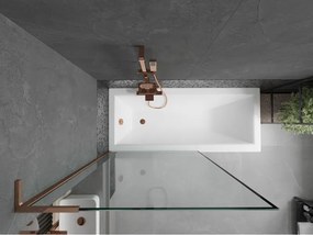 Mexen Next L, 1-krídlová vaňová zástena 100 x 150 cm, 6mm číre sklo-čierny vzor, ružové zlato profil, 895-100-000-03-70-60
