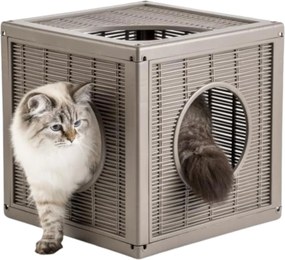 BAMA Modulárny prístrešok a preliezačka pre mačky QUBLO, farba hnedá