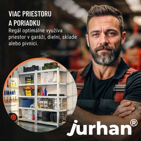 Regál s vysokou nosnosťou HEAVY, max. 875kg, 90x40x180cm, strieborná Jurhan