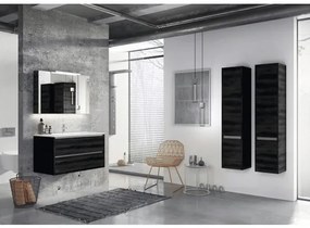 Kúpeľňový nábytkový set Sanox Dante farba čela black oak ŠxVxH 61 x 170 x 46 cm s keramickým umývadlom a zrkadlovou skrinkou