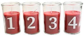 Det Gamle Apotek Adventné sviečky v skle V.10cm SET/4ks červené