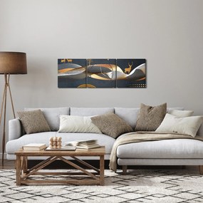 Obraz - Grafika s jeleňom (s hodinami) (90x30 cm)