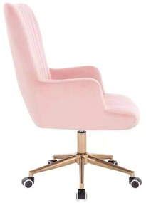 LuxuryForm DESIGN Kreslo AMADEO VELUR na zlatej podstave s kolieskami - ružové