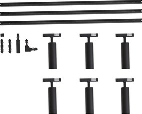 Moderný koľajnicový systém so 6 bodovými svetlami čierny 1-fázový - Slimline Uzzy