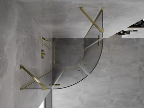 Mexen Mist, polkruhový výklopný sprchový kút 90 x 90 cm, číre sklo, zlatý lesklý profil, 8A33-090-090-50-00