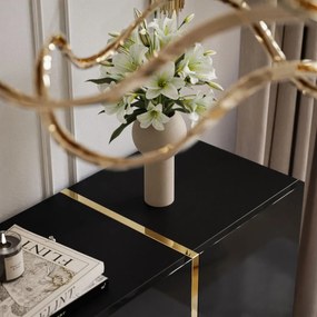 KOMODA SANTINO ČIERNY LESK / ZLATÁ 158 cm