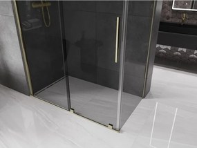 Mexen Velar, sprchový kút s posuvnými dverami 150 x 80 cm, 8mm šedé sklo, zlatá lesklá, 871-150-080-41-50