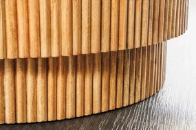 Konferenčný stolík TRES 60cm okrúhly mangovníkové drevo prírodné s bielou mramorovou doskou