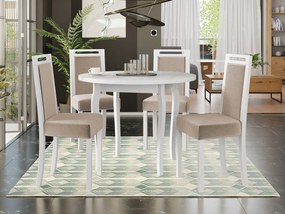 Jedálenský stôl so 4 stoličkami AL18, Morenie: biela, Poťahové látky: 25x - Paros 2