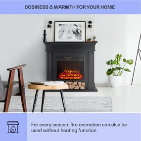Klarstein Las Pilas, elektrický krbový ohrievač s ventilátorom, 900/1800 W, týždenný časovač, diaľkové ovládanie
