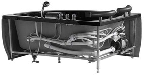 Vírivá rohová vaňa s LED osvetlením pravostranná 160 x 113 cm čierna PARADISO Beliani