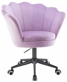 LuxuryForm DESIGN Kreslo FREY VELUR na čiernej podstave s kolieskami - levanduľa