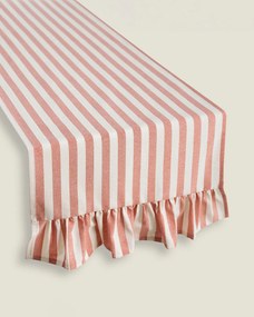 Bežec s volánom 40x160 cm farba produktu červená látka vzorované