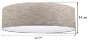 Stropné svietidlo Stone, 1x béžové textilné tienidlo/biele PVC tienidlo, (biele plexisklo), (fi 50cm)