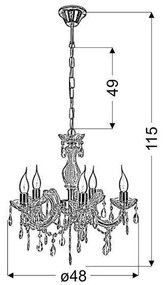 Luster na reťazi MARIA TERESA 5xE14/40W/230V