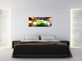 Obraz - Zelené závodné auto (120x50 cm)