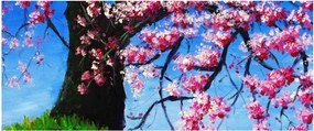 Obraz maľované rozkvitnuté čerešne (120x50 cm)