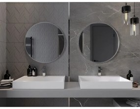 Mexen Loft, okrúhle kúpeľňové zrkadlo 70 cm, farba rámu brúsená oceľ, 9850-070-070-000-10
