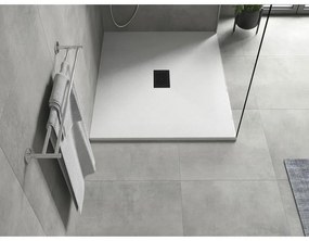 Mexen Hugo, obdĺžniková sprchová vanička SMC 140 x 100 cm, biela, čierna krytka, 42101014-B