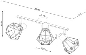 Bodové svietidlo Artemis, 3x biele drôtené tienidlo, (môžnosť polohovania)