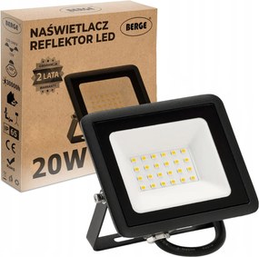 BERGE LED reflektor 20W IP65 PREMIUM - neutrálna biela