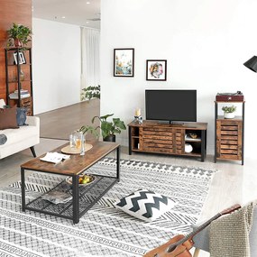 Vysoká skrinka s 3 policami a lamelovými dvierkami, rustikálna hnedá