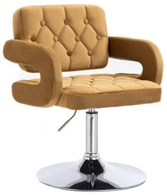 LuxuryForm DESIGN Kreslo ADRIA VELUR na striebornom tanieri - medové