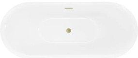 Mexen Lotos, voľne stojaca vaňa 140 x 75 cm, biela/čierna, zlatý matný prepad, 52051407775-55