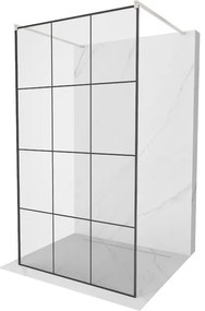Mexen Kioto, sprchová zástena Walk-In 100 x 200 cm, 8mm sklo čierny vzor, brúsená oceľ profil, 800-100-002-97-77