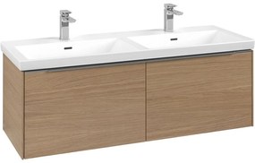 VILLEROY &amp; BOCH Subway 3.0 závesná skrinka pod dvojumývadlo, 2 zásuvky, s LED osvetlením, 1272 x 478 x 429 mm, Nordic Oak, C567L0VJ