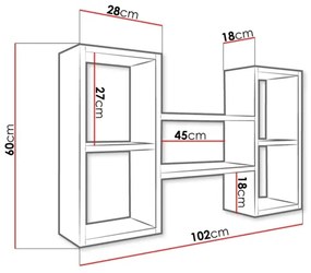Nástenná polica TRIO 60x102 cm biela
