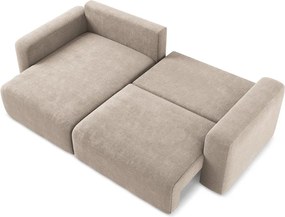 Béžová ženilková rozkladacia/s úložným priestorom rohová pohovka (ľavý roh/s leňoškou) Kona – Makamii