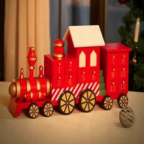 Drevený adventný kalendár Lokomotíva