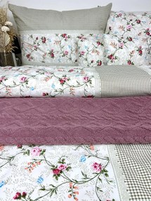 Bavlnené obliečky VINTAGE – 140×200 + 70×90 cm, kvetinový a kockovaný vzor, 100 % bavlna