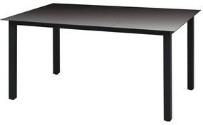 Záhradný stôl, čierny 150x90x74 cm, hliník a sklo