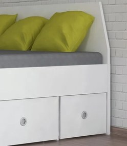 Úložná posteľ so zástenou Junior 120x200 cm, biela