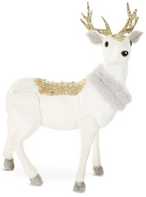 VIANOČNÁ DEKORAČNÁ FIGÚRKA DEER 36CM BIELA